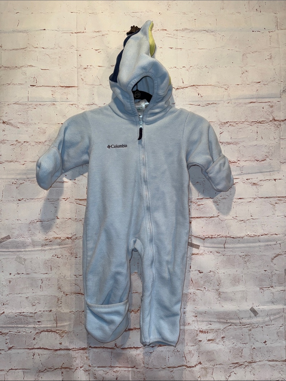 Columbia Baby Blue Fleece Hooded One-Piece Footed bunting 18 mo warm winter